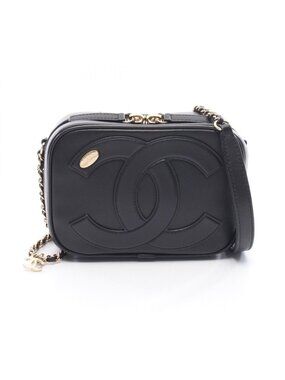 Chanel Shoulder Bag CC Logo Black Leather